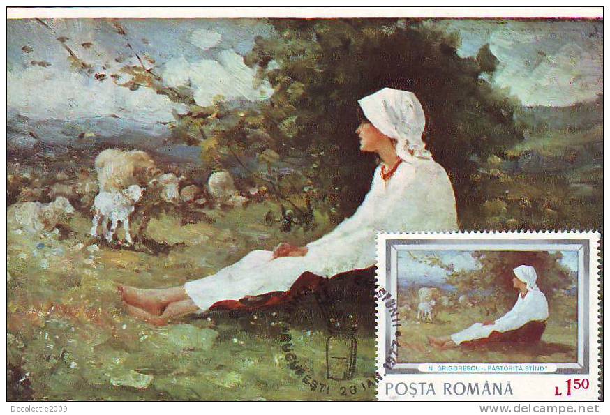 M240 Cartes Maximum Maxi Card Romania Impressionisme Grigorescu Shepard Girl - Impressionisme