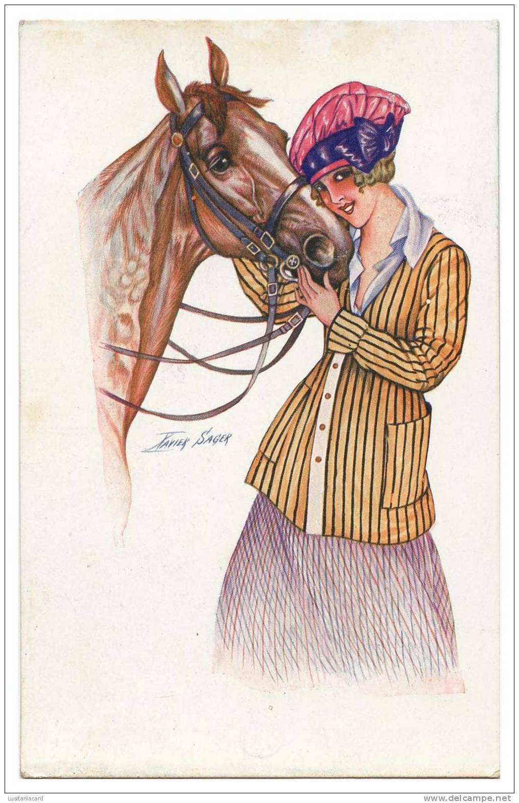 FRANCE-ILLUSTRATEURS-«Xavier Sager»Equitation Féminine.( Ed. A. Noyer Serie 65 Nº 341) Carte Postale - Sager, Xavier