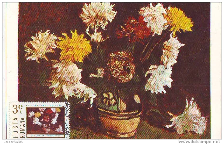 M254 Cartes Maximum Maxi Card Romania Impressionisme Stefan Luchian Chrysanthemums - Impressionisme