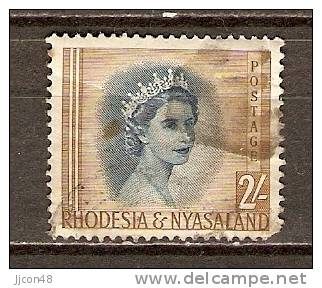 Rhodesia + Nyasaland(Zimbabwe)  1954  2/-  (o) - Rhodesia & Nyasaland (1954-1963)