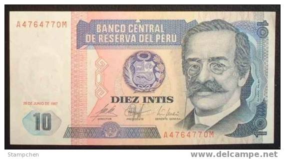 1987 Peru Banknote 10 Intis 1 Piece UNC - Peru