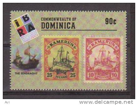 Dominica IBRA 99, Stamp On Stamp, Old Sailship  90c  UMM - Dominica (1978-...)