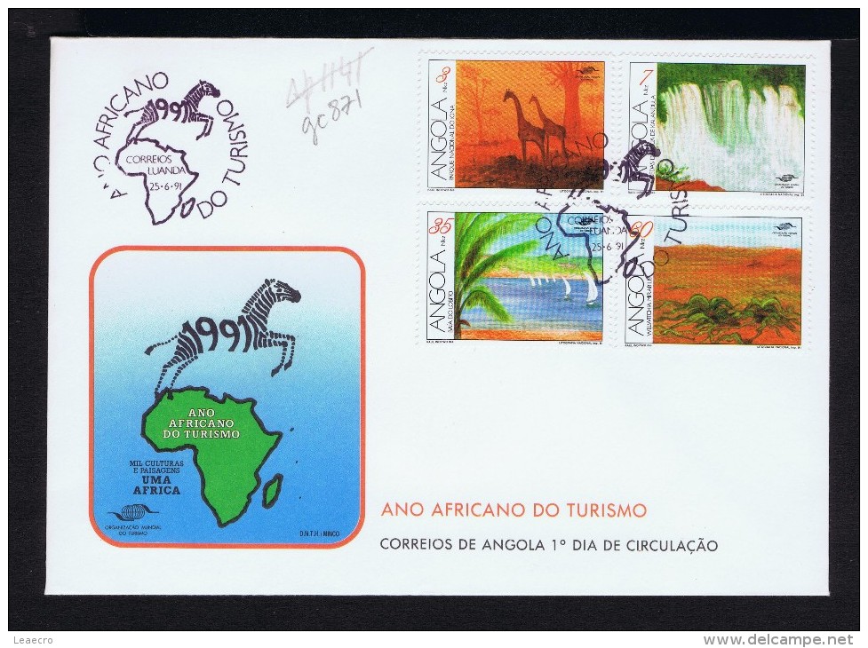 Tourism Year Faune Animals Animales Girafe Giraffe Zebra Voile Sailing Flowers Plants FDC Maps Afrique ANGOLA 1991 Gc871 - Other & Unclassified