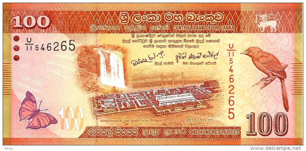 SRI LANKA 100 RUPEES ORANGE BIRD BUTTERFLY FRONT & WOMAN BACK DATED 01-01-2010 P.? UNC  READ DESCRIPTION CAREFULLY !!! - Sri Lanka