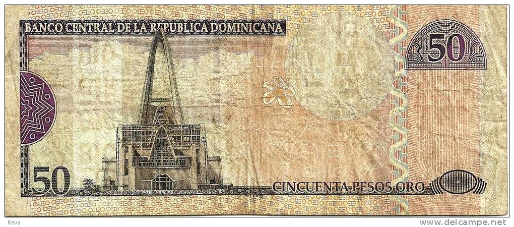 DOMINICANA  50 PESOS PURPLE  BUILDING FRONT & BACK DATED 2002 P.170 F+ READ DESCRIPTION CAREFULLY !!! - Dominikanische Rep.