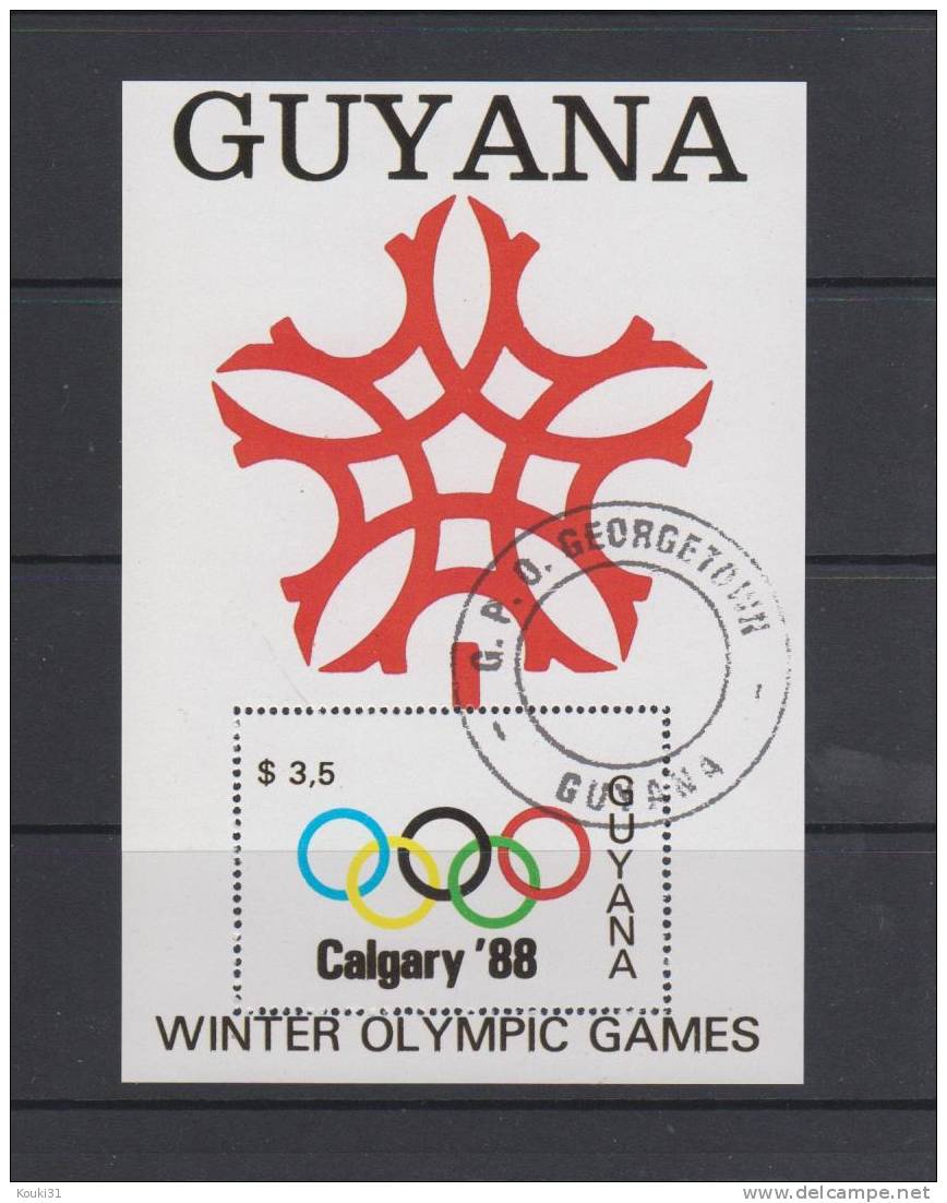 Guyane YT BF 18 Obl : Calgary 88 , Anneaux Olympiques - Winter 1988: Calgary