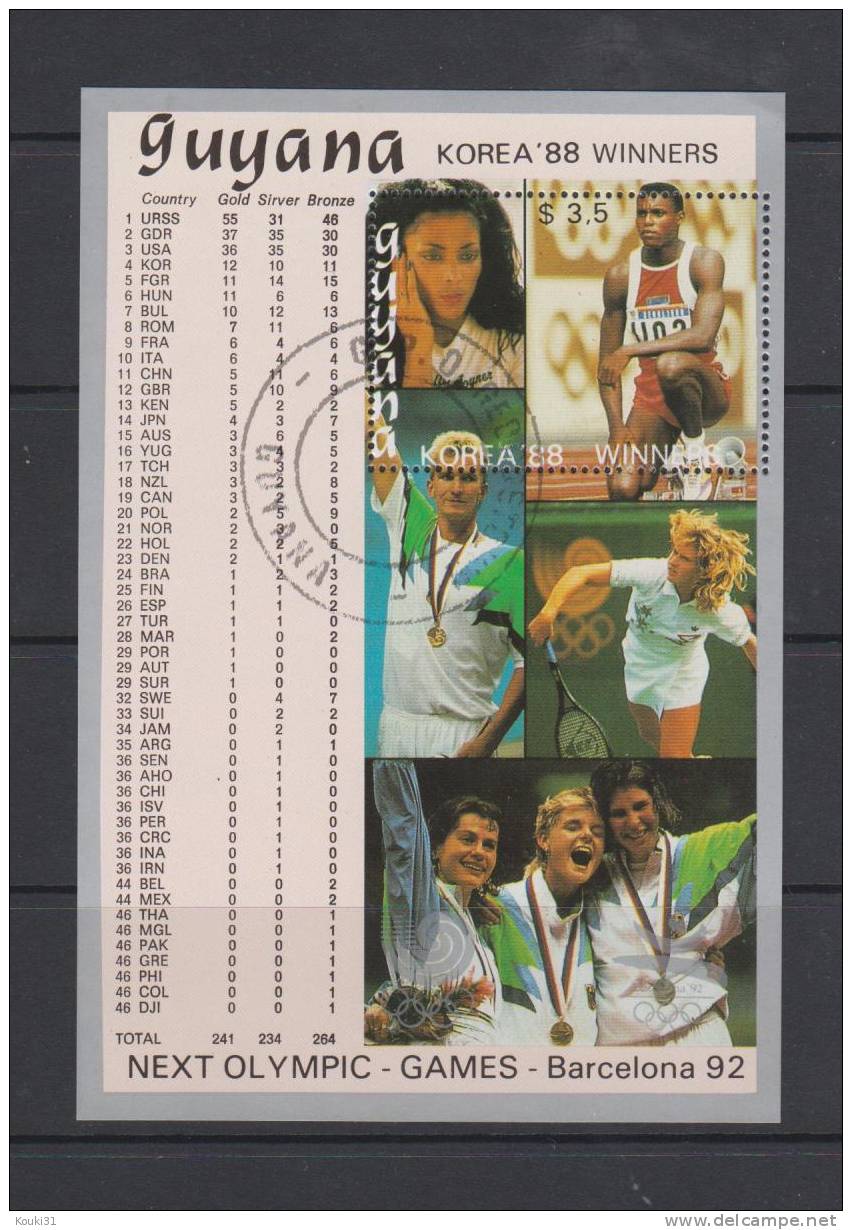 Guyane 1 BF Obl : Séoul 88 , Les Médaillés - Zomer 1988: Seoel