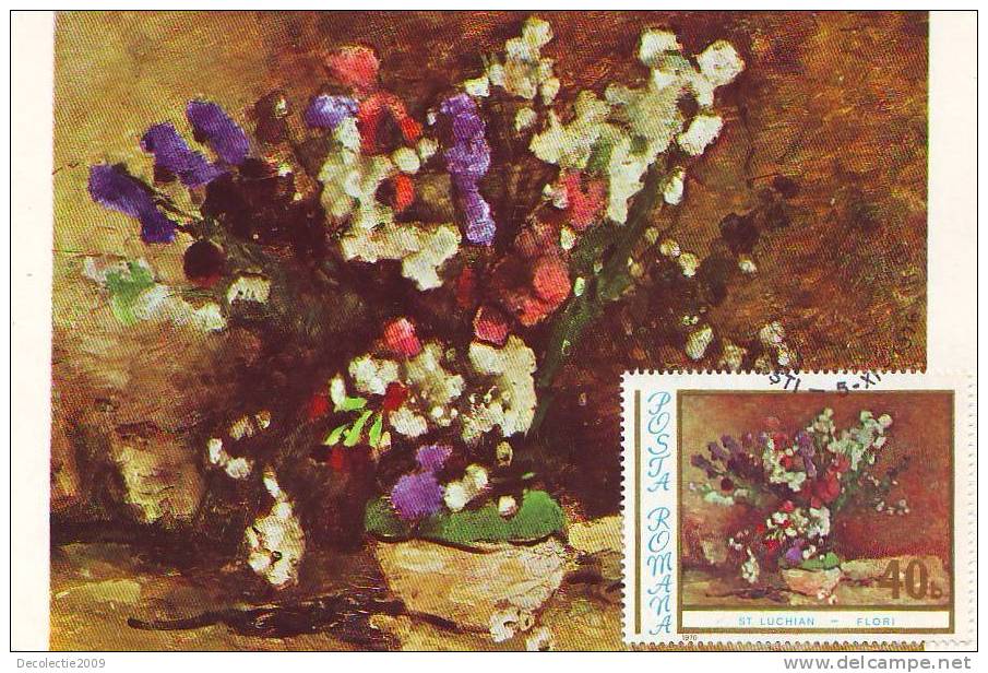 M225 Cartes Maximum Maxi Card Romania Impressionisme Stefan Luchian Fleurs Flowers - Impressionisme