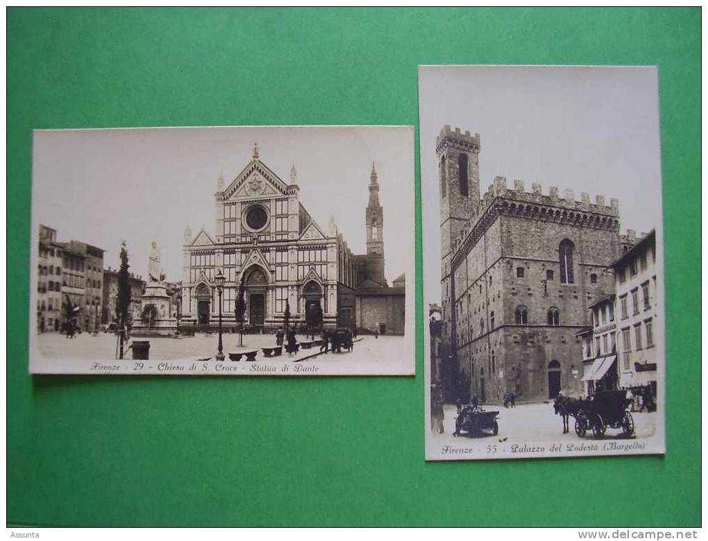 2 Carte Photo De Firenze .Italia .  Florence En Italie . Attelage , Voiture Décapotable Devant Le Birreria Caffe - Sonstige & Ohne Zuordnung