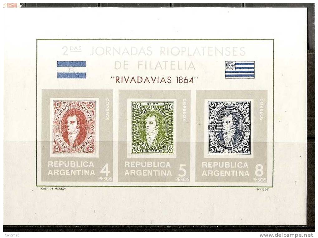 ARGENTINA - 1966 - JORNADAS RIOPLATENSES DE FILATELIA - SOUVENIR SHEET # 15 - VF MINT (NH) - Blocchi & Foglietti