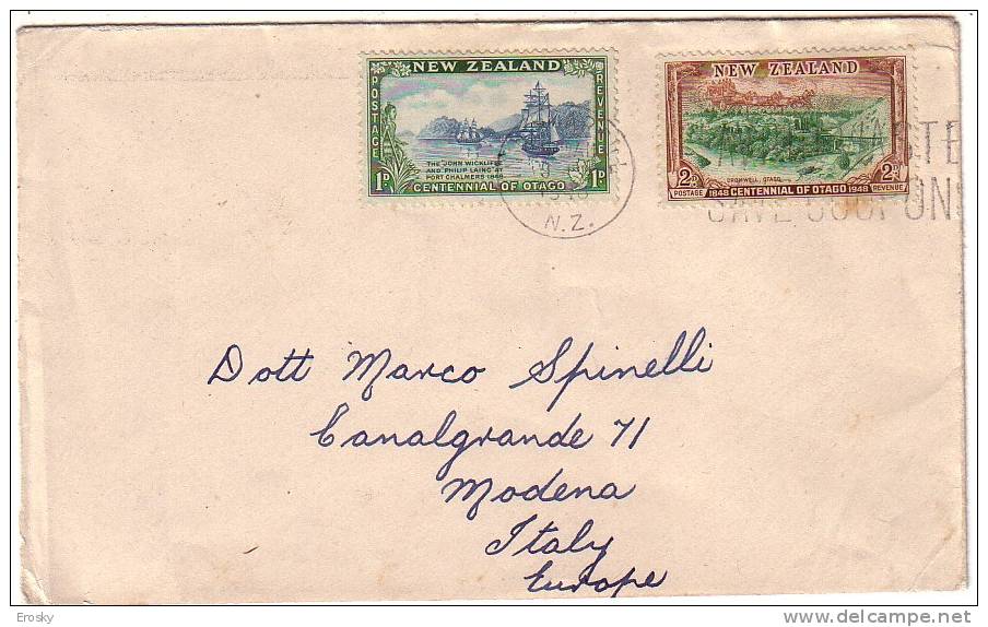 PGL 1935 - NEW ZEALAND LETTER TO ITALY 5/9/1948 (ARRIVAL) - Covers & Documents