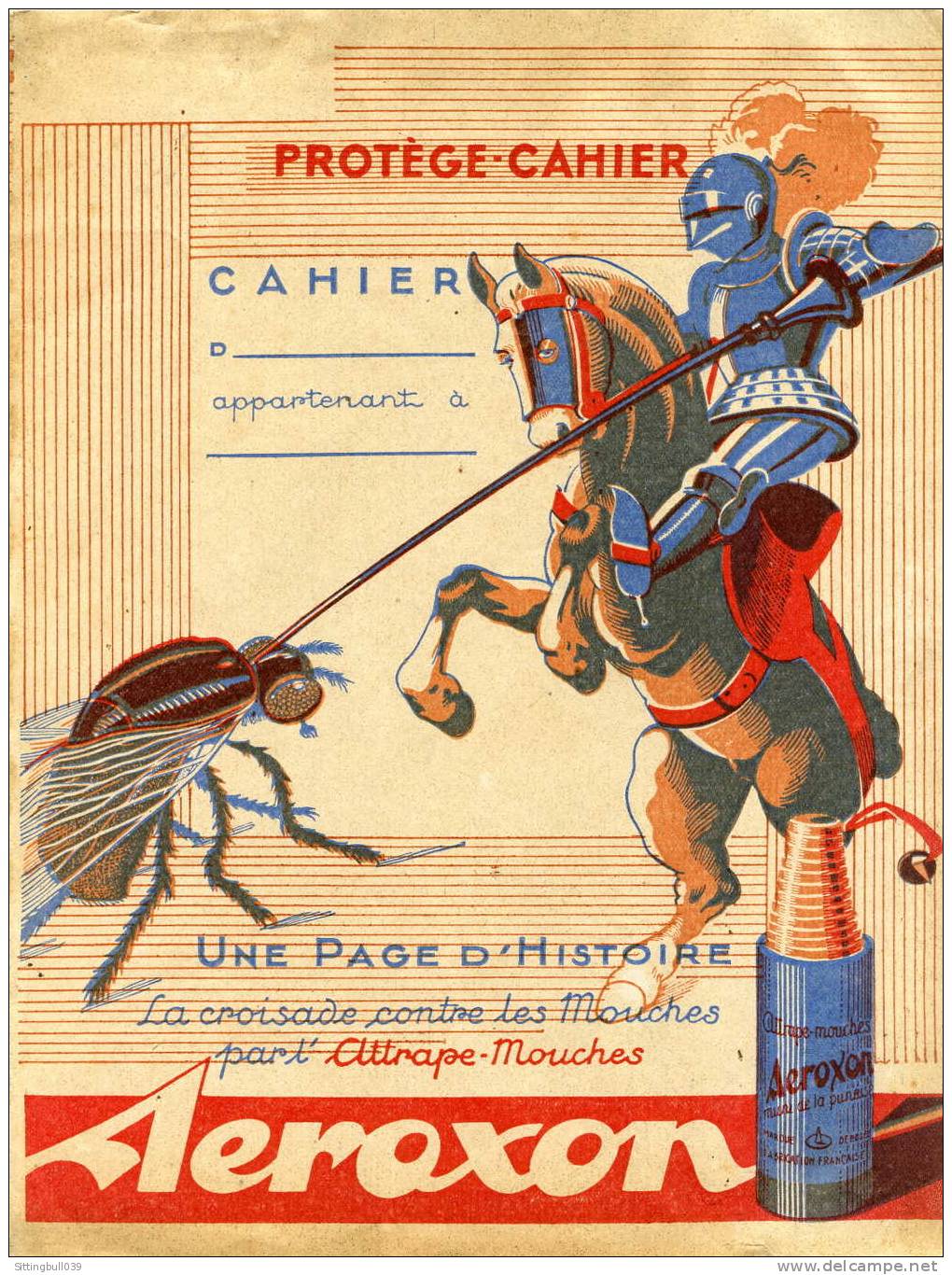 PROTÈGE-CAHIER PUB AEROXON, L'ATTRAPE-MOUCHES.  BELLE ILLUSTRATION. SD. ANNEES 50 / 55 - Protège-cahiers