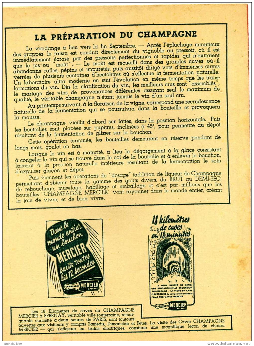 PROTÈGE-CAHIER PUB OFFERT PAR LE CHAMPAGNE MERCIER. SD 1950 / 55 - Protège-cahiers