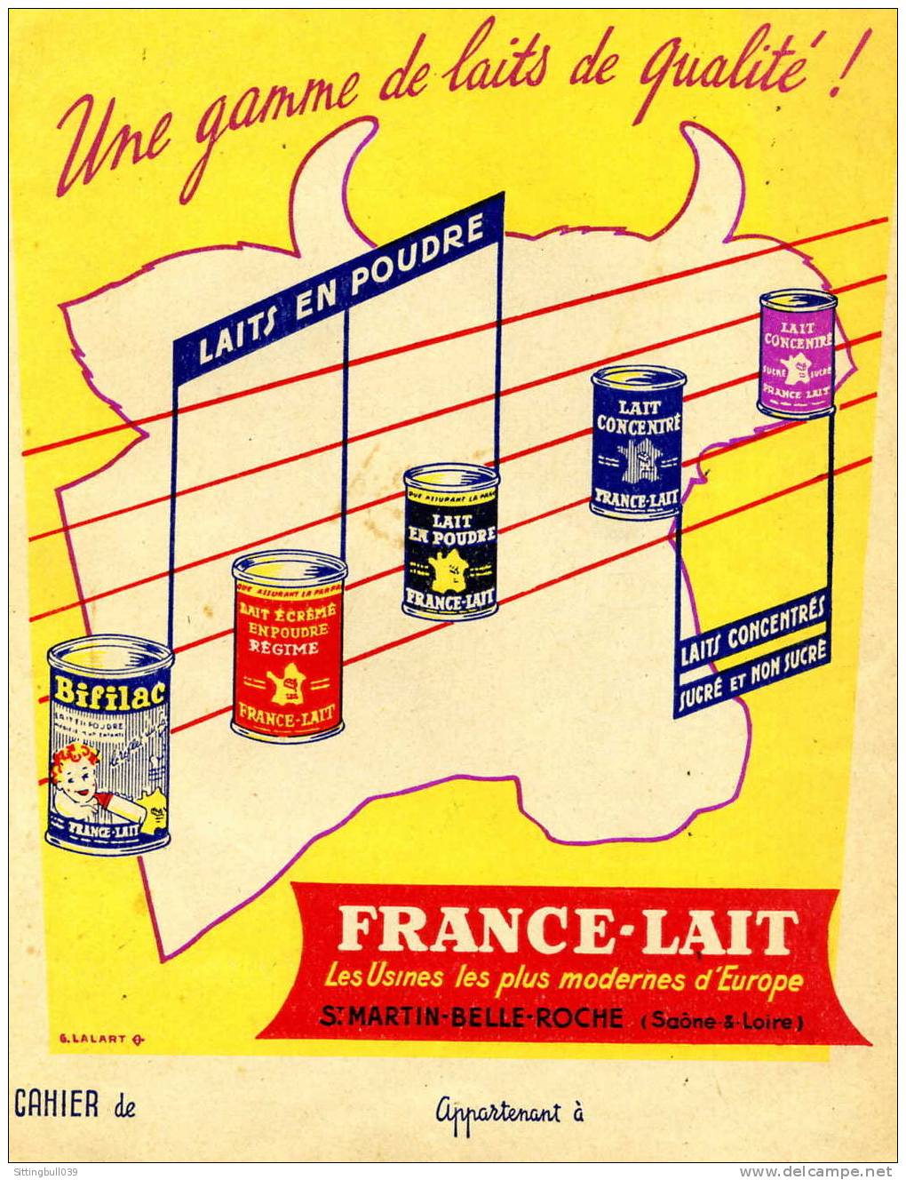 PROTÈGE-CAHIER PUB FRANCE - LAIT. LES USINES LES PLUS MODERNES D'EUROPE. SD 1950 / 60 - Book Covers