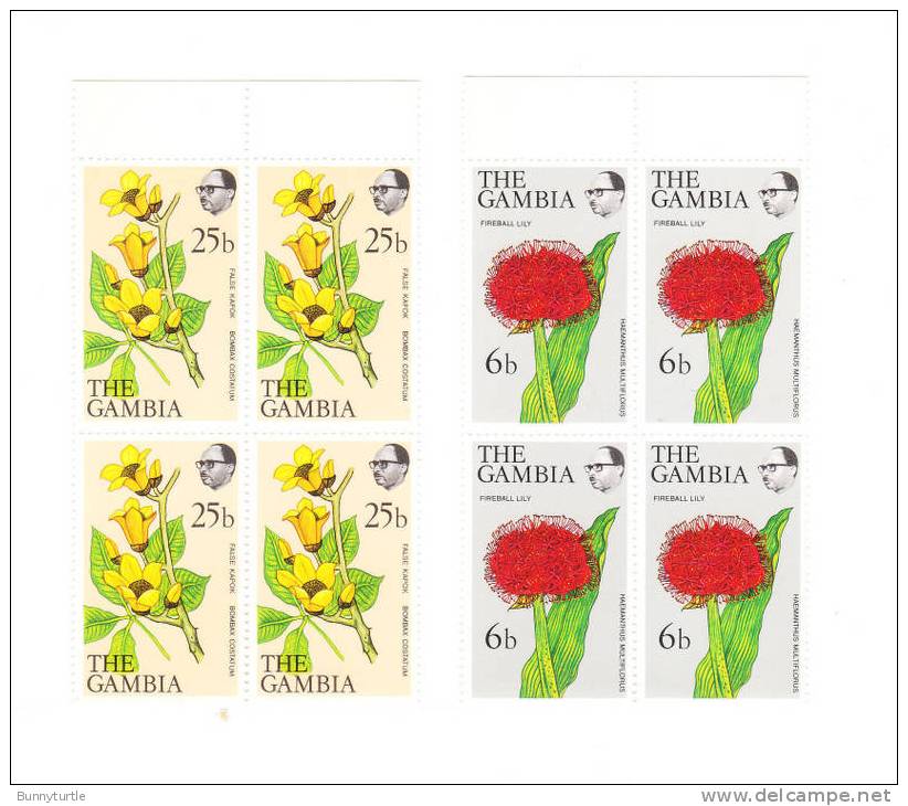 Gambia 1977 Flowers & Shrubs Fireball Lily False Kapok Blk Of 4 MNH - Gambie (1965-...)