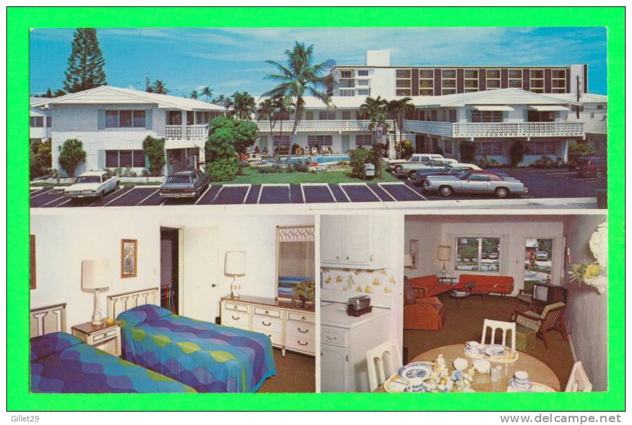 LAUDERDALE By THE SEA, FL - BERMUDA ISLE MOTEL - ANIMATED VINTAGE CARS - - Fort Lauderdale