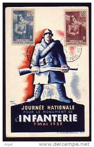 Carte-Maximum France N°Yvert 386/387, INFANTERIE, Obl Sp  Journée De L´Infanterie Paris 7.5.39 - 1930-1939