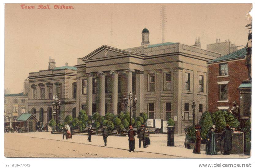 OLDHAM ENGLAND U.K. Town Hall PEDESTRIANS In VINTAGE WEAR Circa 1910 - Manchester