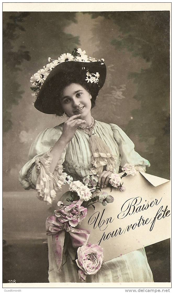 Bonne Fête , Femme Aux Roses Et Aux Marguerites.1912. - Vrouwen