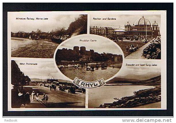 Real Photo Multiview Postcard Rhyl Miniature Railway - Pavilion - Rhuddlan Castle Wales - Ref 471 - Flintshire