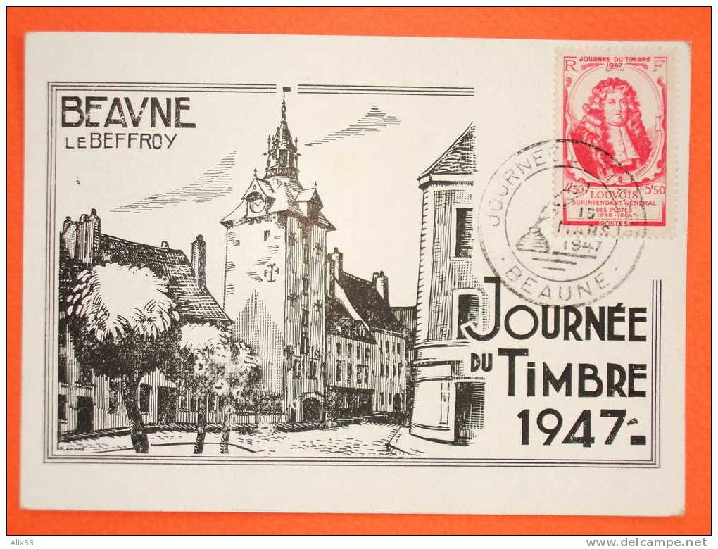 FRANCE JOURNEE DU TIMBRE De 1947-N°779 Sur Carte Locale De Beaune.  TB - ....-1949