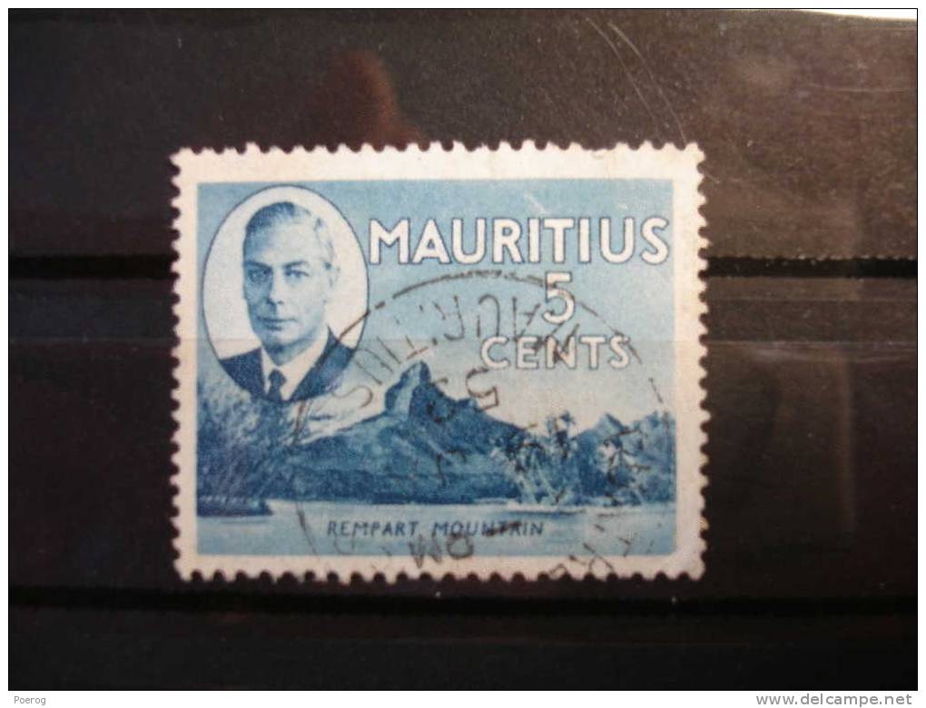 MAURITIUS MAURICE - 1 TIMBRE OBLITERE - ROI & REMPART MOUNTAIN - BLEU 5 Cents - Used - Maurice (1968-...)