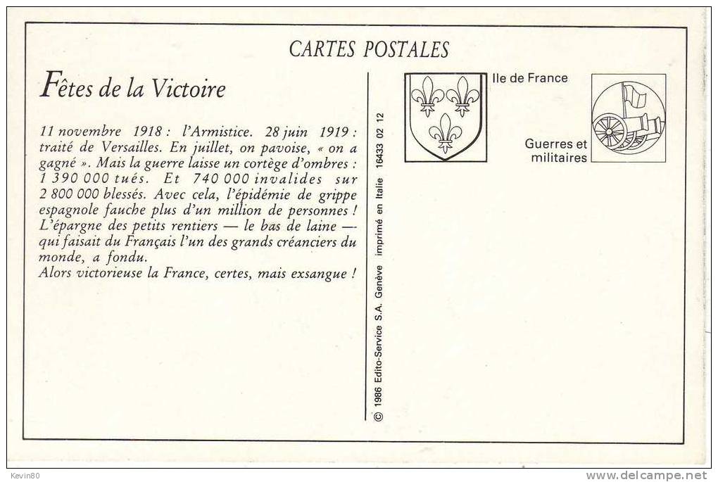 MILITARIA Fêtes De La Victoire Sur Les Marches De L'Hôtel De Ville M Poincaré Le Maréchal Joffre ..cpa Animée Réédition - Guerra 1914-18