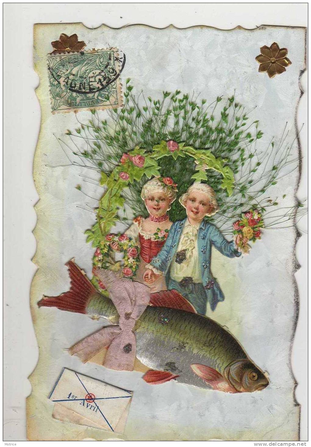 POISSON D'AVRIL     -       Carte En Relief Avec Des Rajoutis. - 1er Avril - Poisson D'avril