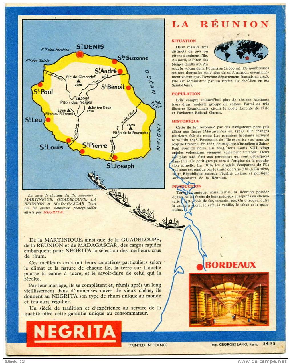 PROTÈGE-CAHIER PUB POUR LE RHUM NEGRITA, AVEC RABATS ILLUSTRES. SD ANNEES 1950 / 55 - Schutzumschläge