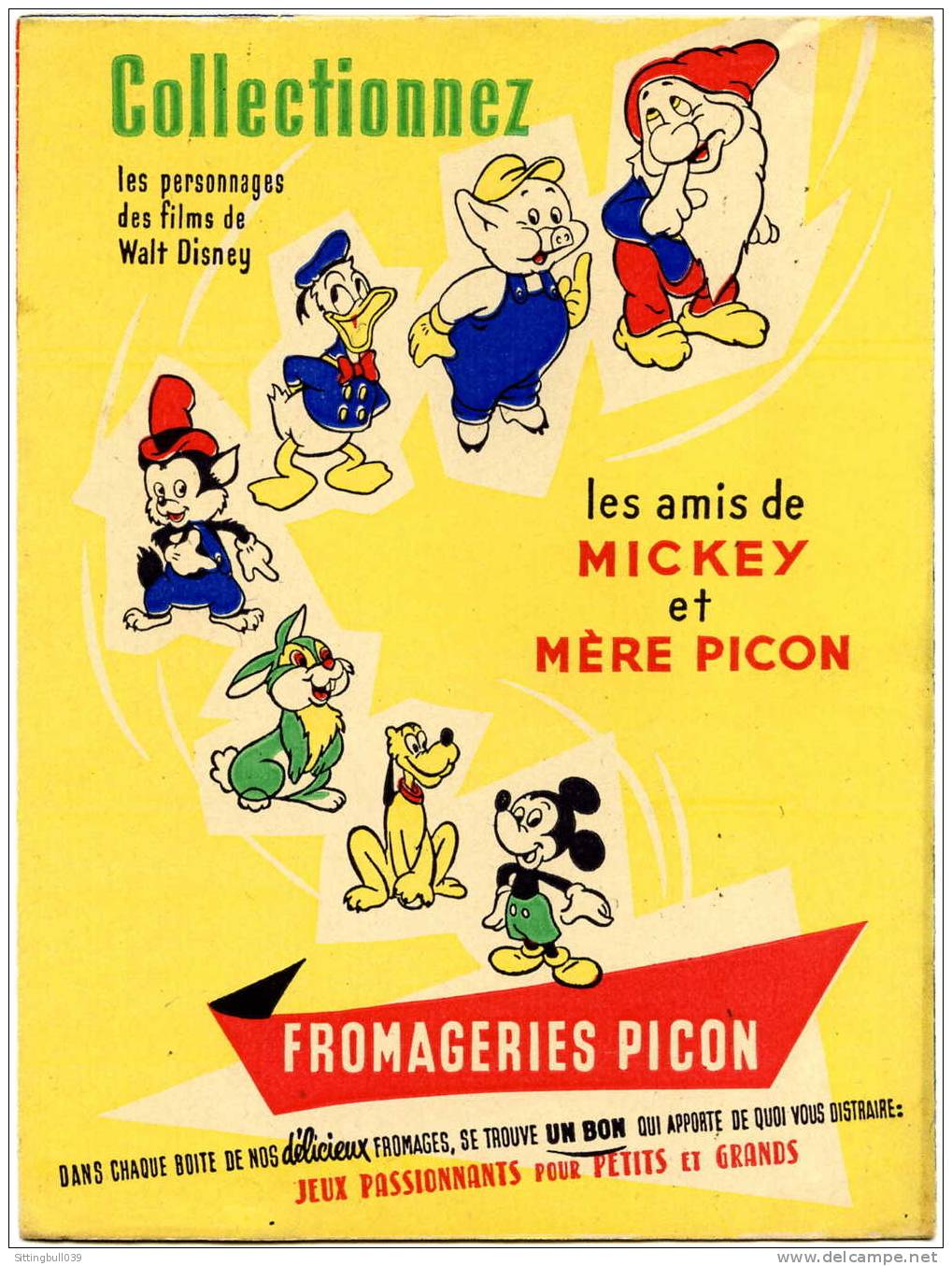 PROTÈGE-CAHIER PUB ILLUSTRE POUR MÈRE PICON, UN FROMAGE DELICIEUX ET DES JEUX AVEC MICKEY.  SD ANNEES 1950 / 55 - Omslagen Van Boeken