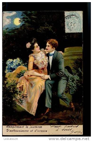 CPA Union Postale Universelle- FANTAISIE-FEMME & HOMME-IDYLLE AMOUREUSE-AMOUR-Personnages -Sept 520 - Silhouettes