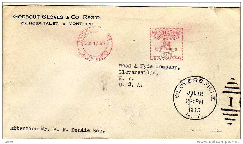 3548  Carta, MONTREAL-QUEBEC  ( Canada) 1945, Parrilla Numeral 1 - Storia Postale