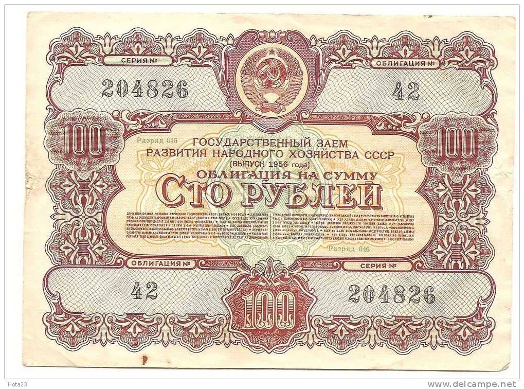 Russia /Rusland State Loan Bond 100 Rubles 1956 - 204826 XF - Russia