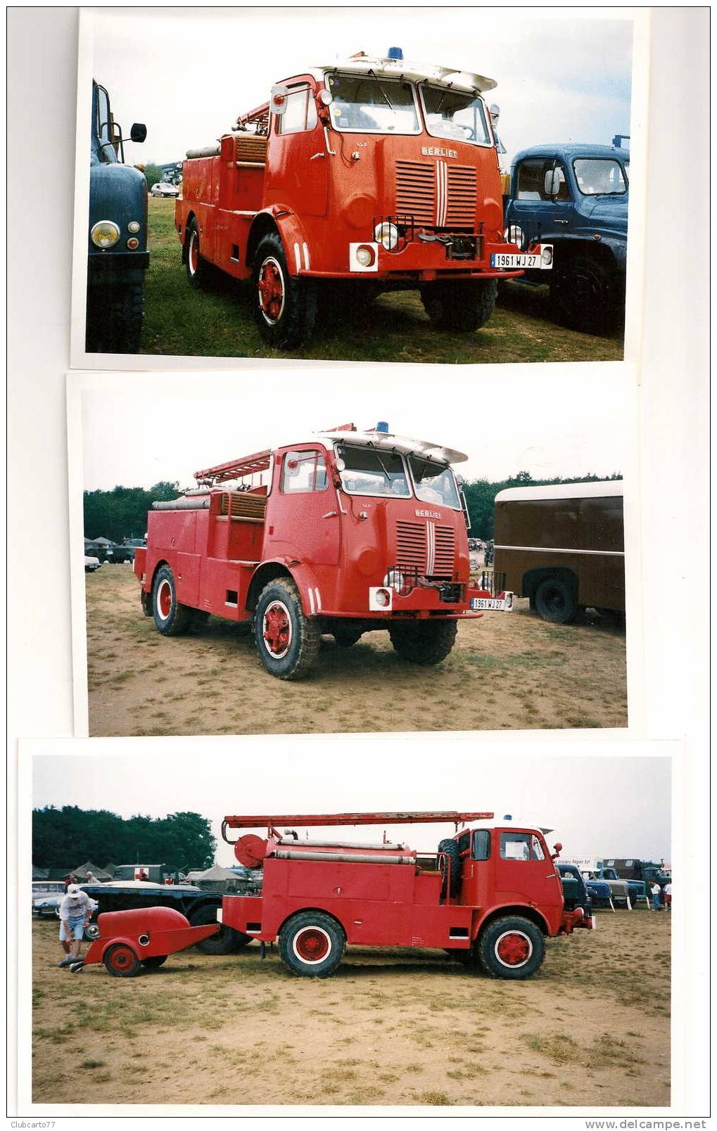 La Ferté-Alais (91) :  3 Photos Camion Citerne De Pompier Berliet Avec échelle Sur Le Parking En 1998  PHOTO RARE. - La Ferte Alais