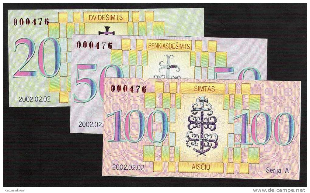 LITUANIA  NLP 1,2,5,20,50,100 AISCIU  2002   ALL  # 000476    SERIE UNC. - Lituania