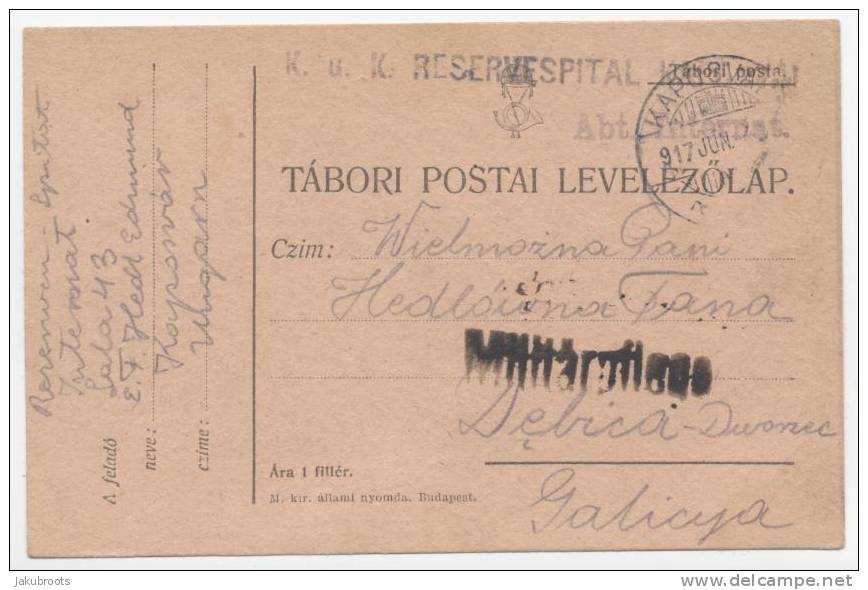 POLAND, AUSTRO-HUNGARIAN  OCCUPATION .K.u.K  RESERVESPITAL    FELDPOST  1917. - Briefe U. Dokumente
