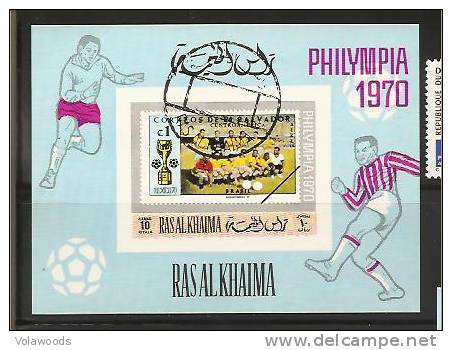 Ras Al Khaima - Foglietto Usato Non Dentellato: Campionato Del Mondo Messico 70 - 1970 – Mexique