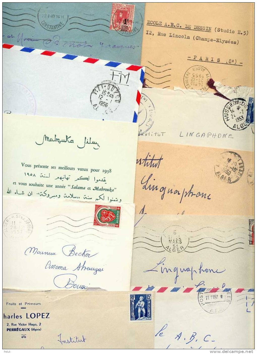 Lot 49 Enveloppes Algérie Années 50 - Lettres & Documents