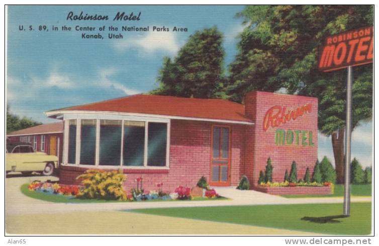 Kanab Utah, Robinson Motel, On 1950s Vintage Linen Postcard - Other & Unclassified