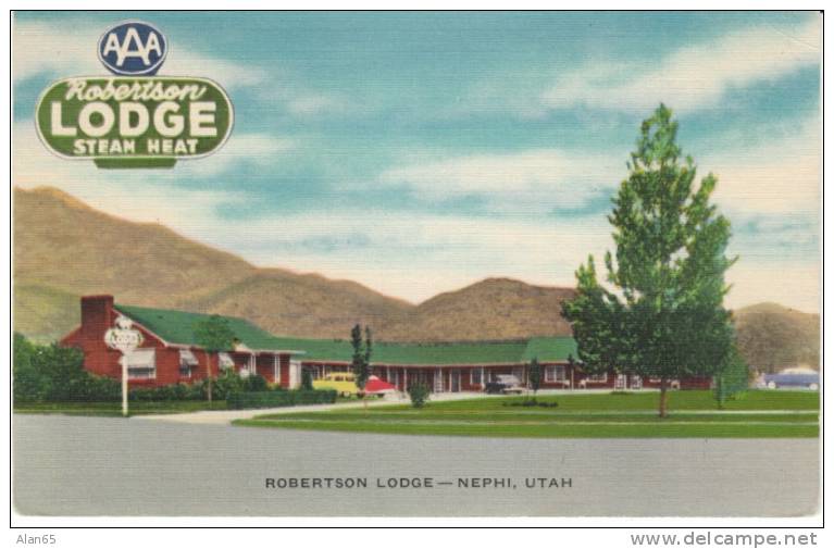 Nephi Utah, Roberston Lodge Motel, 1950s Vintage Linen Postcard - Other & Unclassified