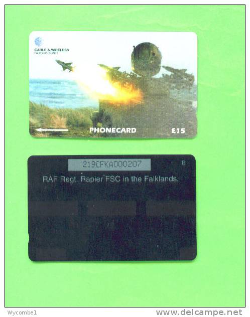 FALKLAND ISLANDS - Magnetic Phonecard/RAF Regt. Rapier - Falkland