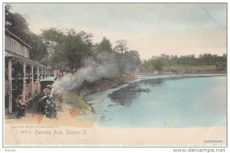 Dayton Ohio, Fairview Park, Miniature Train Railroad On Handcolored 1900s Vintage Postcard - Dayton