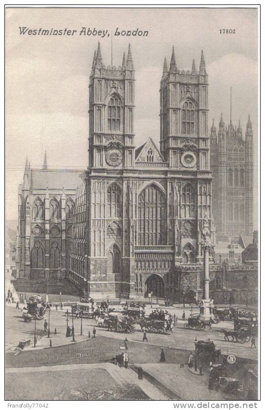 LONDON ENGLAND UK Westminster Abbey HORSE DRAWN BUSES & CARRIAGES Circa 1910 - Westminster Abbey