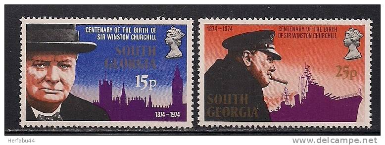 South Georgia   Churchill  Set  SC# 39-40 MNH** - South Georgia