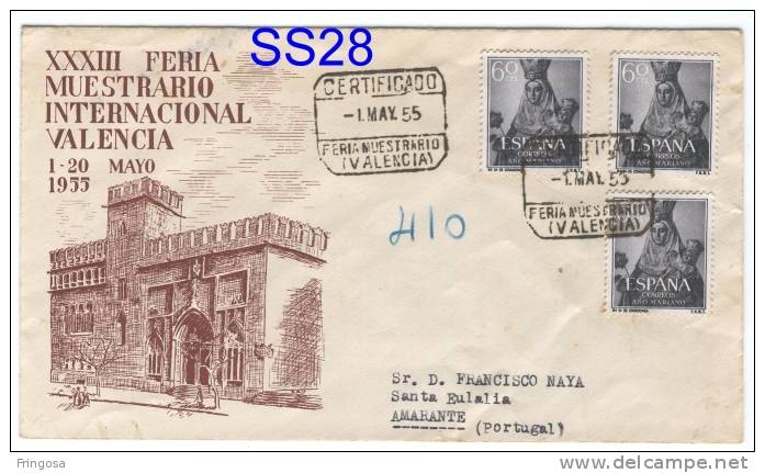 VALENCIA - XXXIII Feria Muestrario Internacional 1955 - Matasellos Especial Certificado A Amarante - Caixa # 4 - Storia Postale