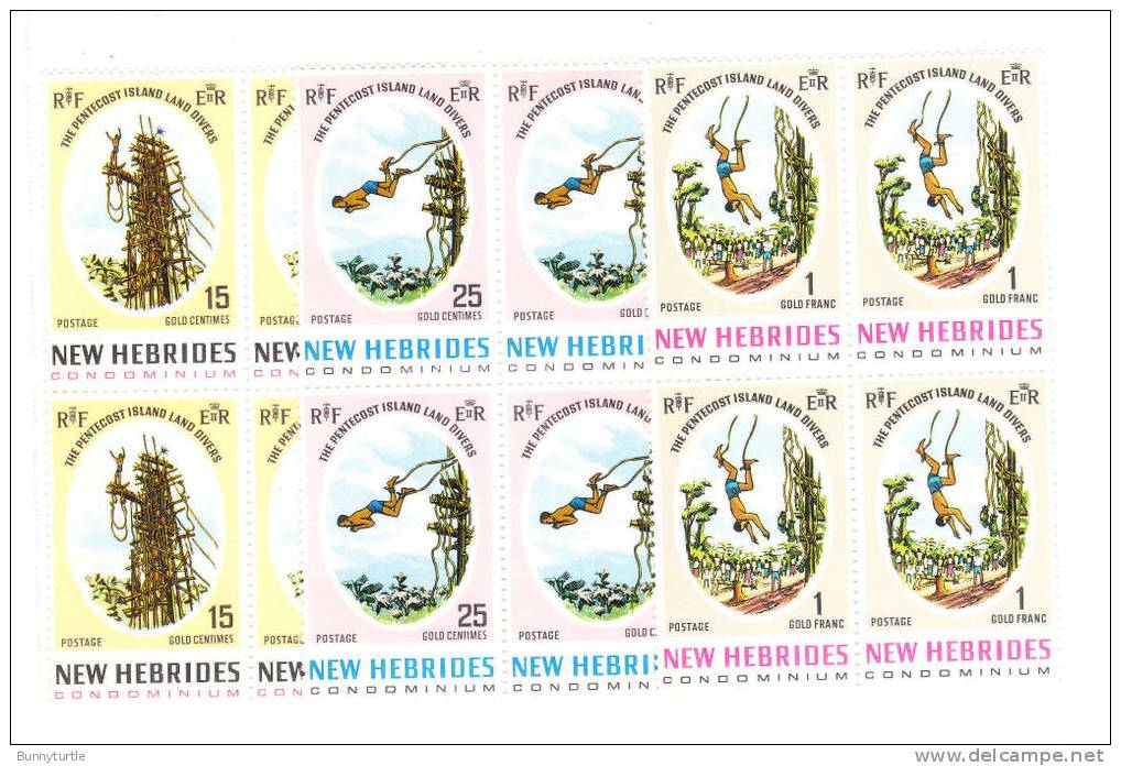 New Hebrides British 1969 Land Diver Pentecost Island Blk Of 4 MNH - Ongebruikt