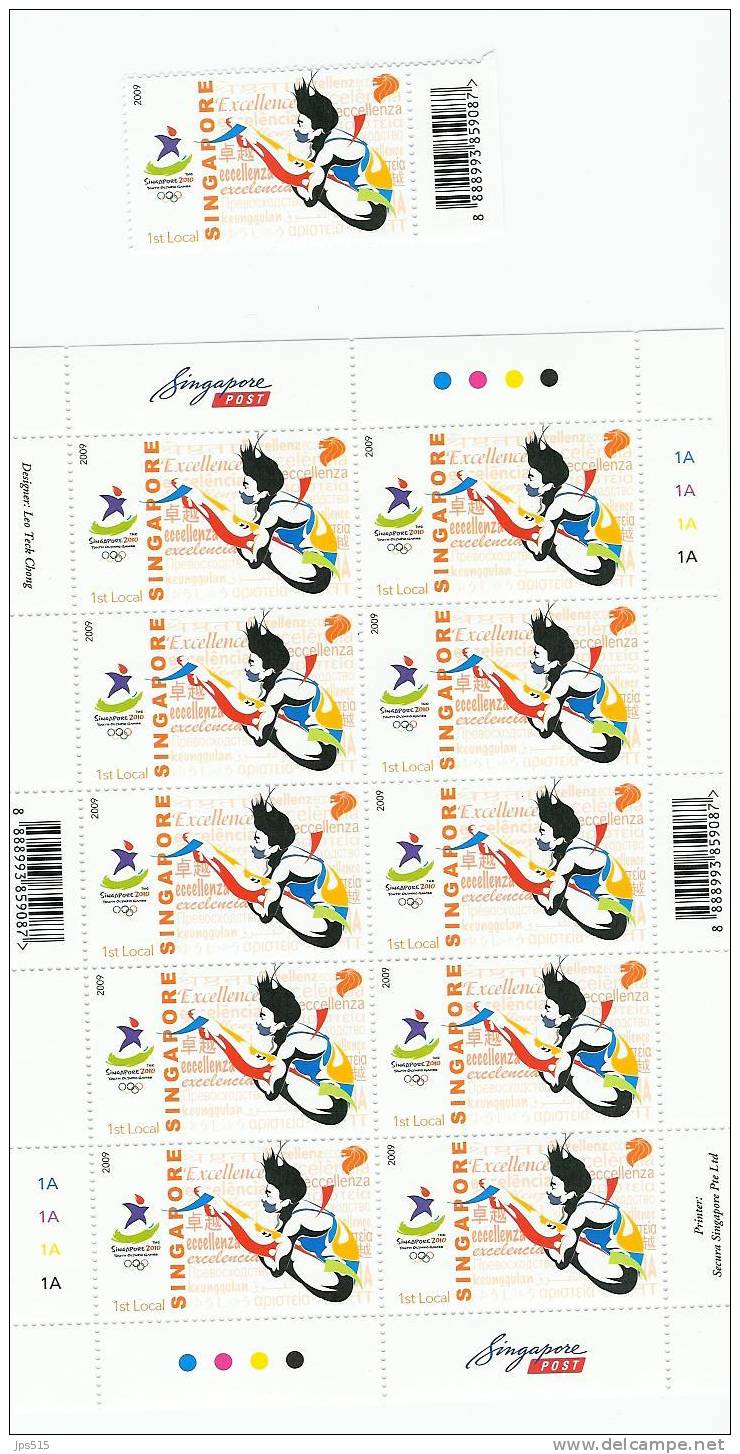 Singapore ** Bloc Of 10 + 1 Stamp Olympic Games 2010 - Plongée