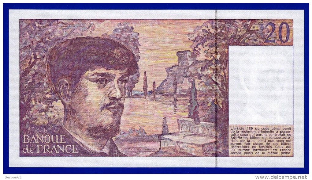 BILLET FRANCE 20 FRANCS DEBUSSY NEUF PAS DE TROU - H.027 N° 120952 ANNEE 1990 - 2 SCANS - 20 F 1980-1997 ''Debussy''