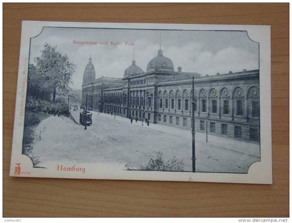 Hamburg Ca 1900 Ringstrasse Und Kais. Post Tram, Tramway, Strassenbahn Glückstädt & Münden, Hamburg 11156 - Mitte