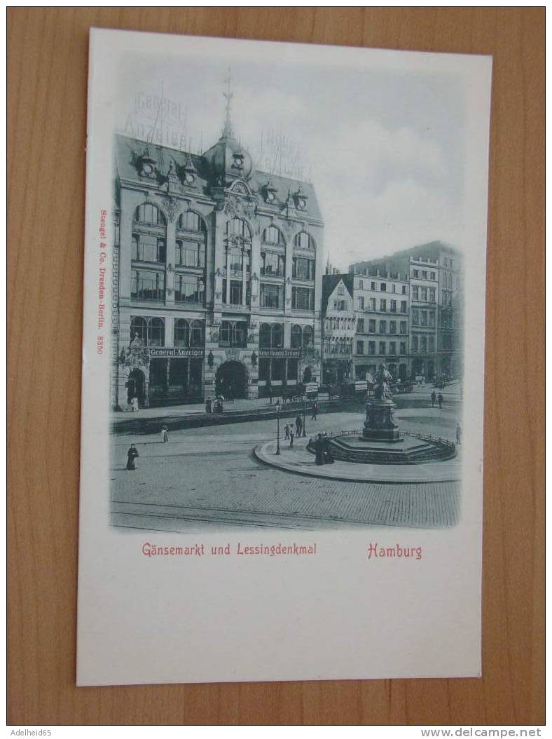 Hamburg Ca 1900 Gänsemarkt Und Lessingdenkmal (Lessing), General Anzeiger,  Stengel 8350 - Mitte